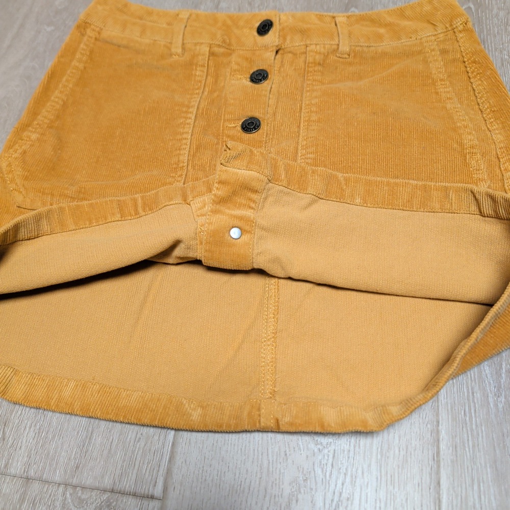 Wild Fable Corduroy Mini Skirt Womens 12 Mustard Yellow Excellent Button Front - Picture 3 of 7